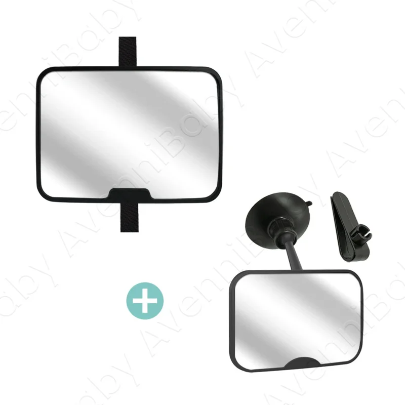 2PC Baby Car Mirror Set Including Clip-On Forward-Facing Mirror & 360° Rotatable Shatterproof Car Seat Mirror
