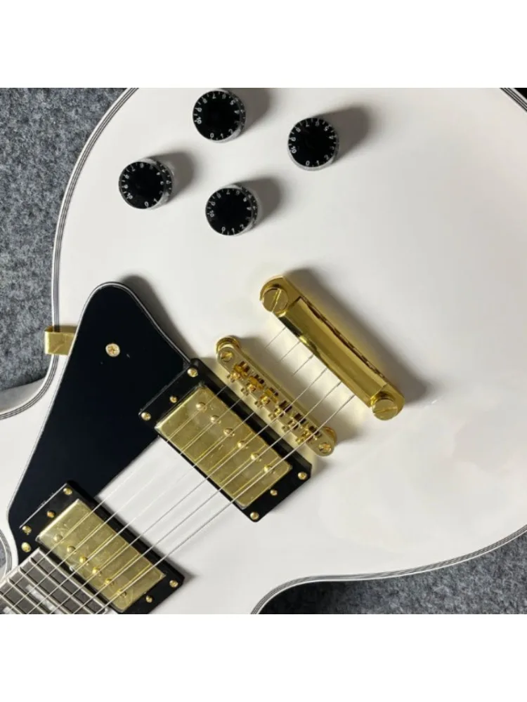 Nieuwjaarscadeau Witte LPAUL elektrische gitaar Mahoniehouten body Ebbenhout toets Gratis verzending HH pickups - afbeelding 2