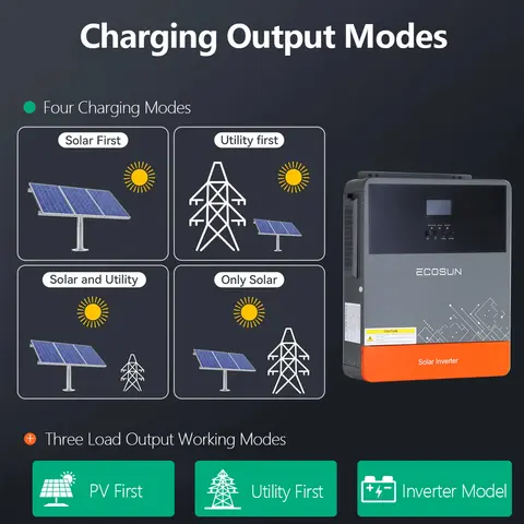 ECOSUN 6200W solcellshybridväxelriktare 48V ren sinusvågväxelriktare med 100A MPPT solladdningsregulator 6,2KW 8 best sales 48v solväxelriktare - №5