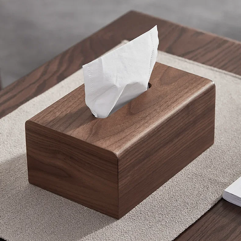 Black Walnut Wooden Tissue Box Solid Wood Tissue Box Living Room Coffee Table Desk Meal Paper Desktop Storage Box