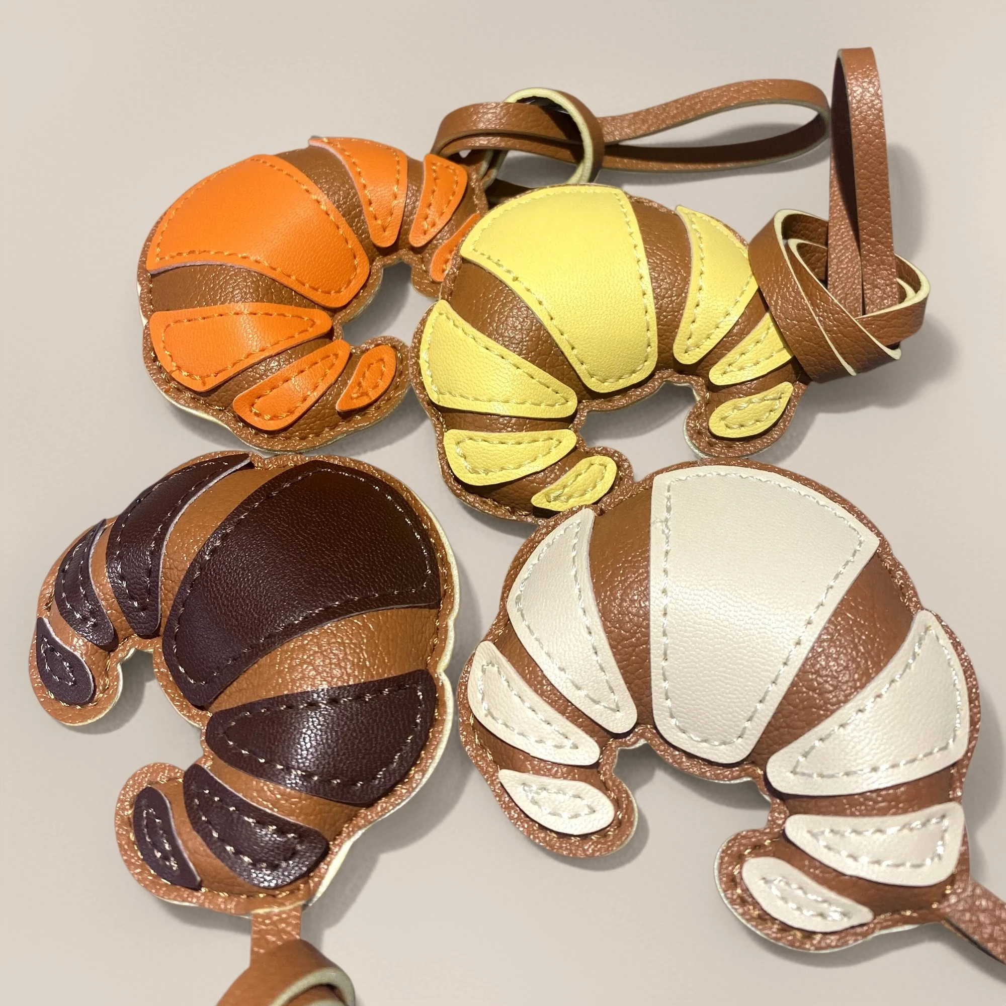 Vibrant Croissant Bag Charm - A Dash of Parisian Chic in 6 Appetizing Colors-PU Leather-Idea Gift For Women/Kids/Bag Accessory