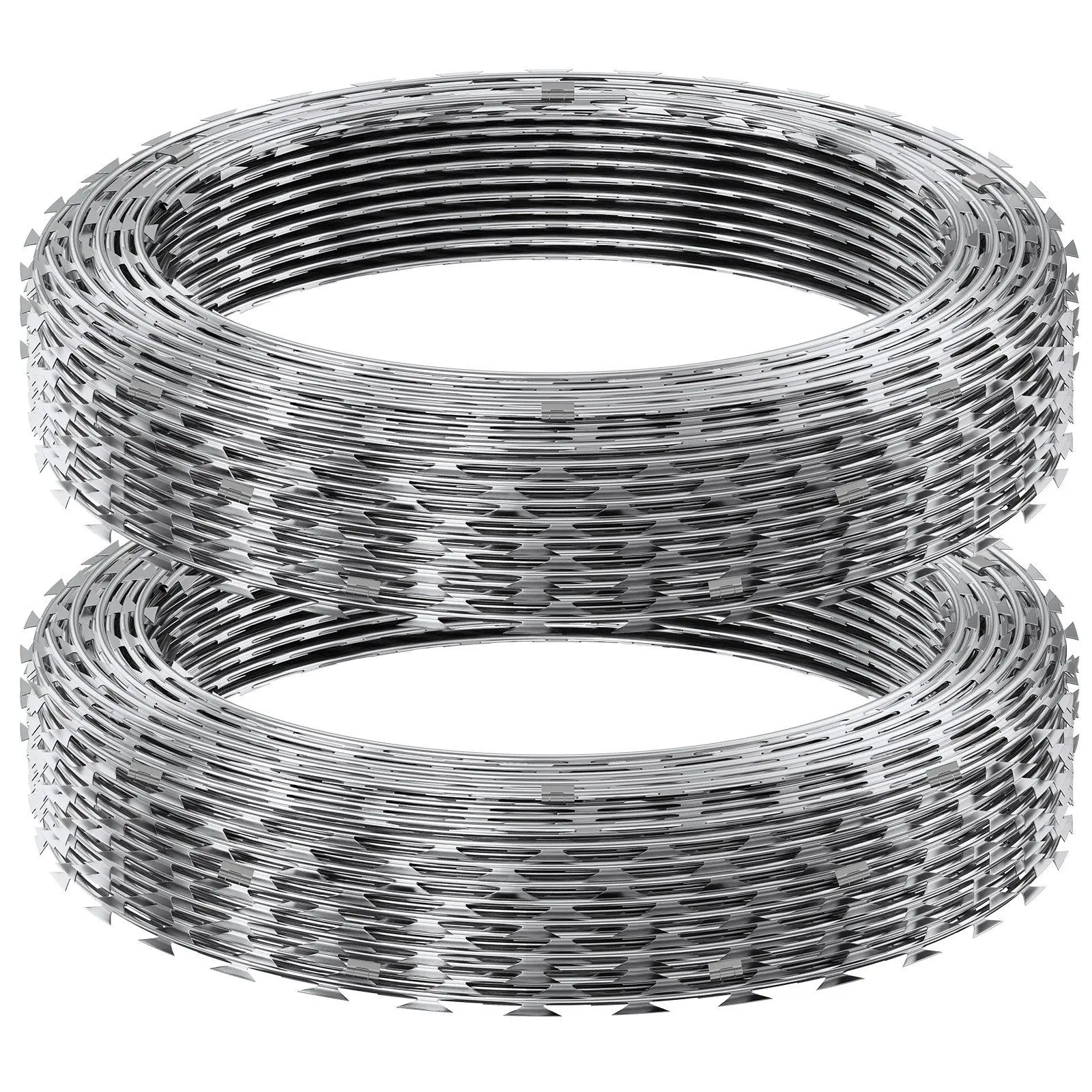 

VEVOR Razor Wires, 98 ft Razor Barbed Wire, 2 Rolls Razor Wire Fencing Razor Fence, Double Spiral Razor Ribbon Barbed Wire Galva