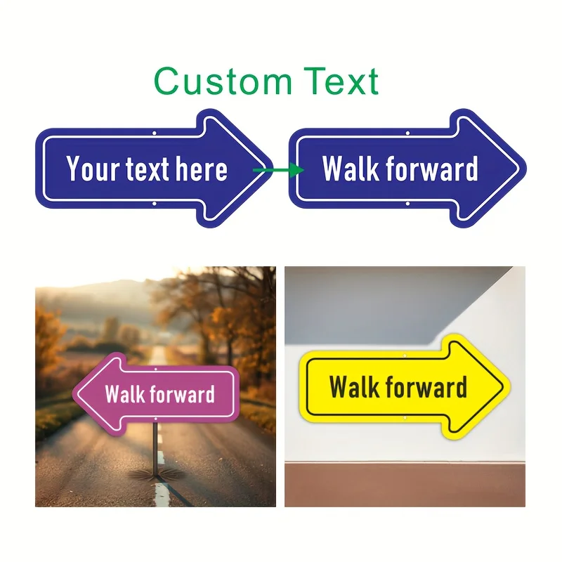 2D Flat - 1pc Customizable UV-Printed Arrow Sign - Waterproof & Rustproof Metal Wall-Mounted, Personalized 