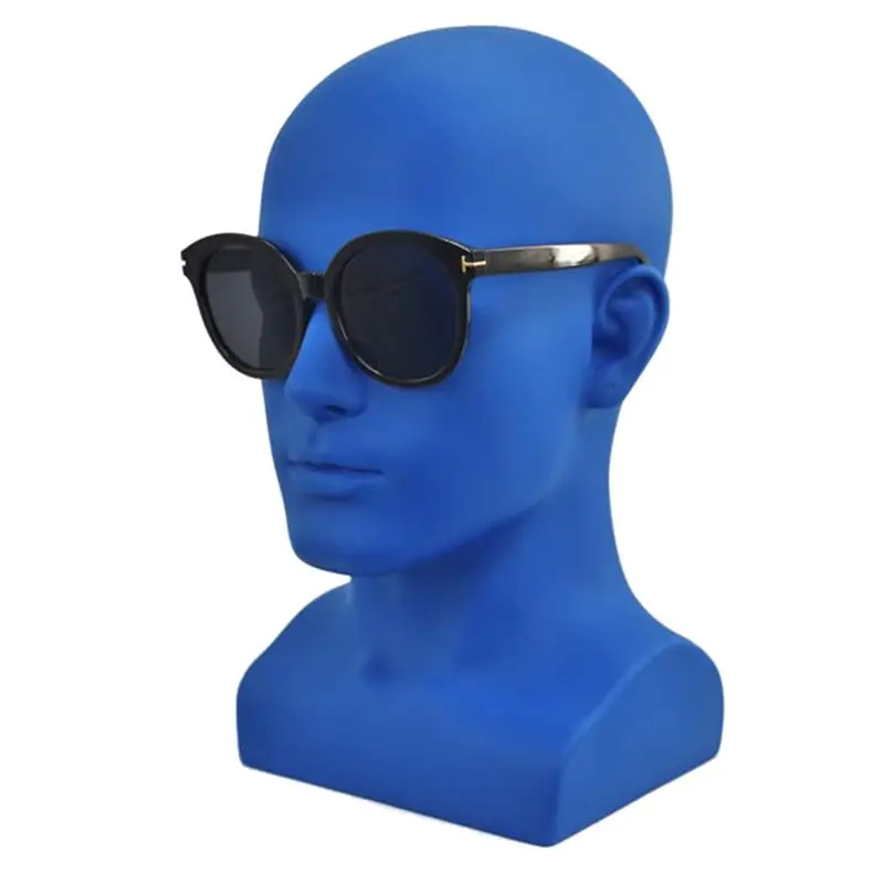 【Clearance Sale】Male Mannequin Head Professional Manikin Head for Display Wigs Hats Headphone Display Stand (Matte Blue)