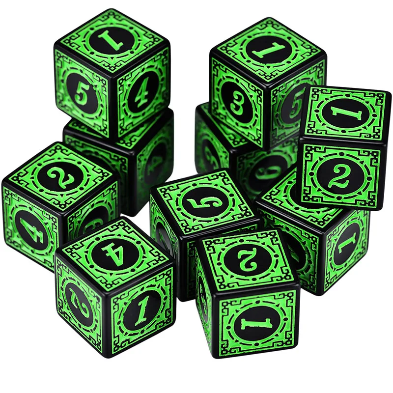 50 Stück/Set Acryl-Würfelset D6 mit Gravurmuster Polyeder-Würfel 6-seitige Spielwürfel für RPG Dungeons and Dragons Brettspiel – Detail 6