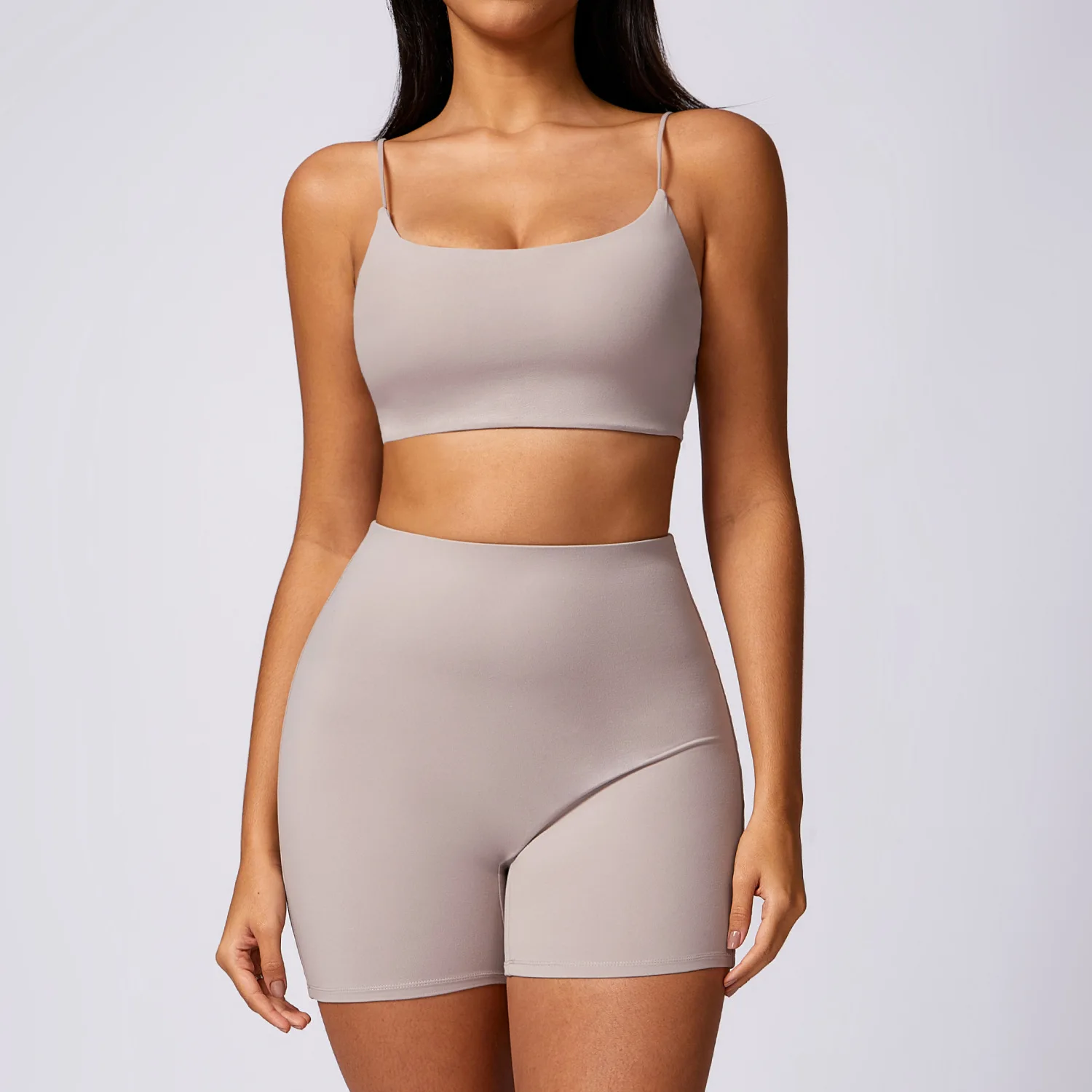 Two piece set  Fitness Yoga Set Women Solid Color Gym Soft Super Stretch Sportswear Workout Clothes Crop Top Gym Shorts Set image 3