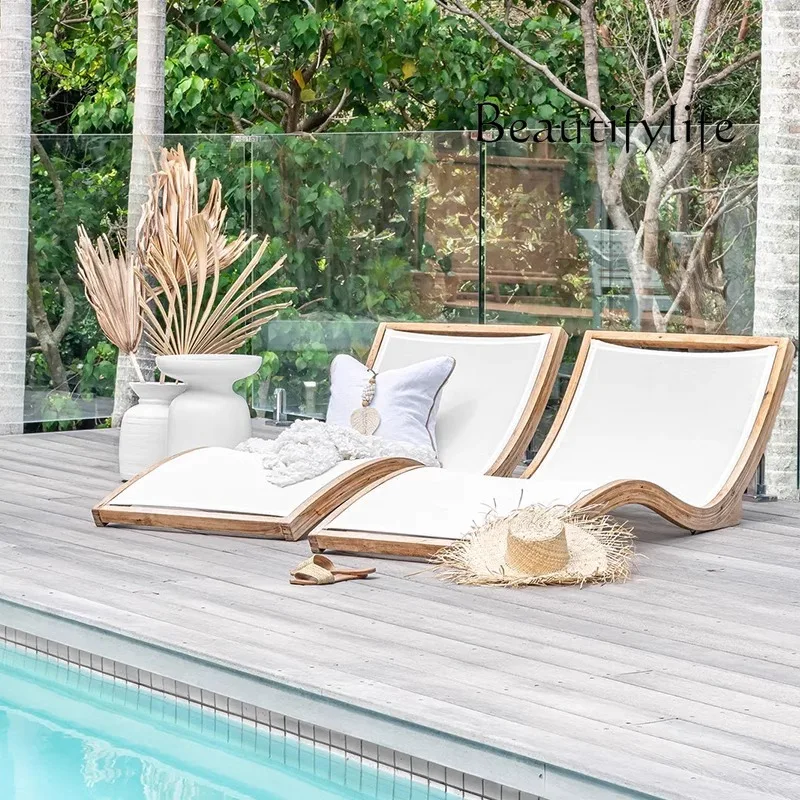 Outdoor leisure sofa bed hotel beach pool bed resort courtyard balcony lounge chair furniture waterproof and sun protection