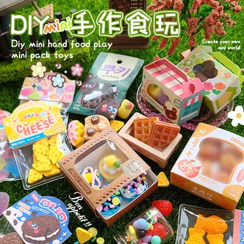 ミニ手作りの食品とおもちゃの素材パックセット、指の装飾、ミニチュアケーキの女の子、DIY