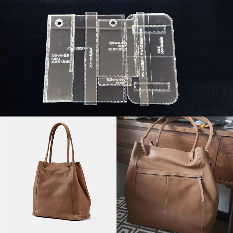 

Women's Large Capacity Commuter Bag Single Shoulder Tote Bag Acrylic Version DIY Handmade Leather Goods Leather Making28x15x27cm