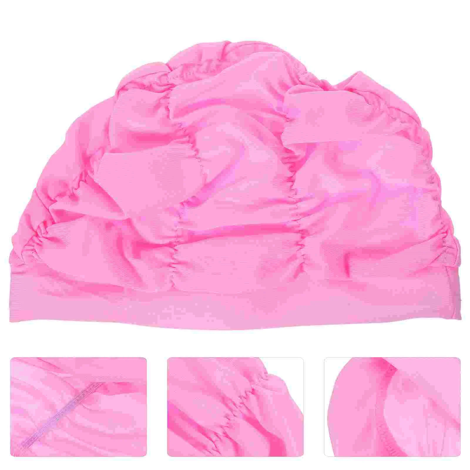 

Swimming Cap Hat Women Caps for Universal Summer Long Hair Polyester Wear-resistant Hats Wrinkle