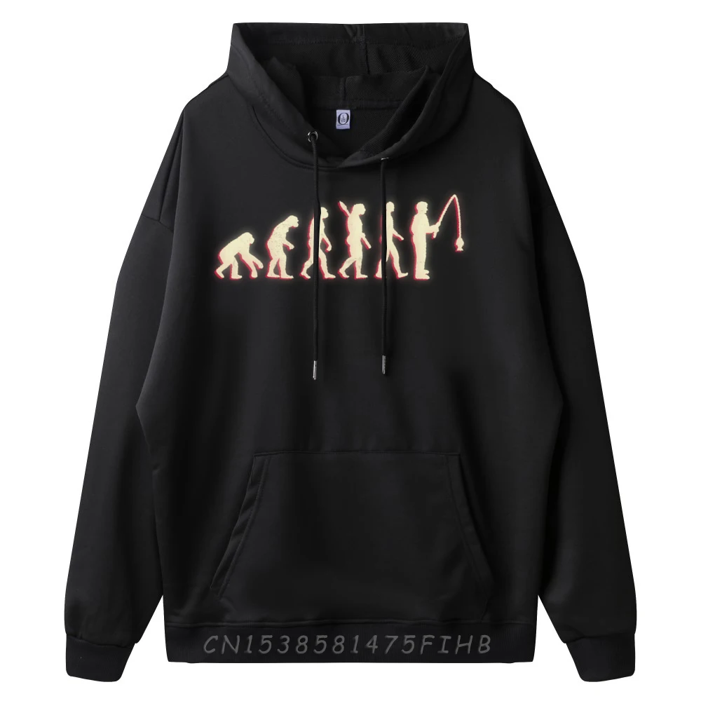 Human Evolution To Fishing Camping Camper Fall Clothes Aesthetic High Quality Men's Hoodie Hoodies for Men