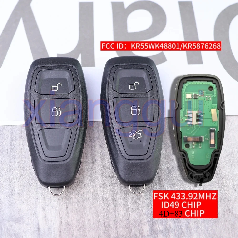 

2 3 Buttons 4D83 ID49Chip 433.92MHZ Fsk Car Remote Key Shell Case for Ford Focus C-Max Mondeo Kuga Fiesta Focus Titanium