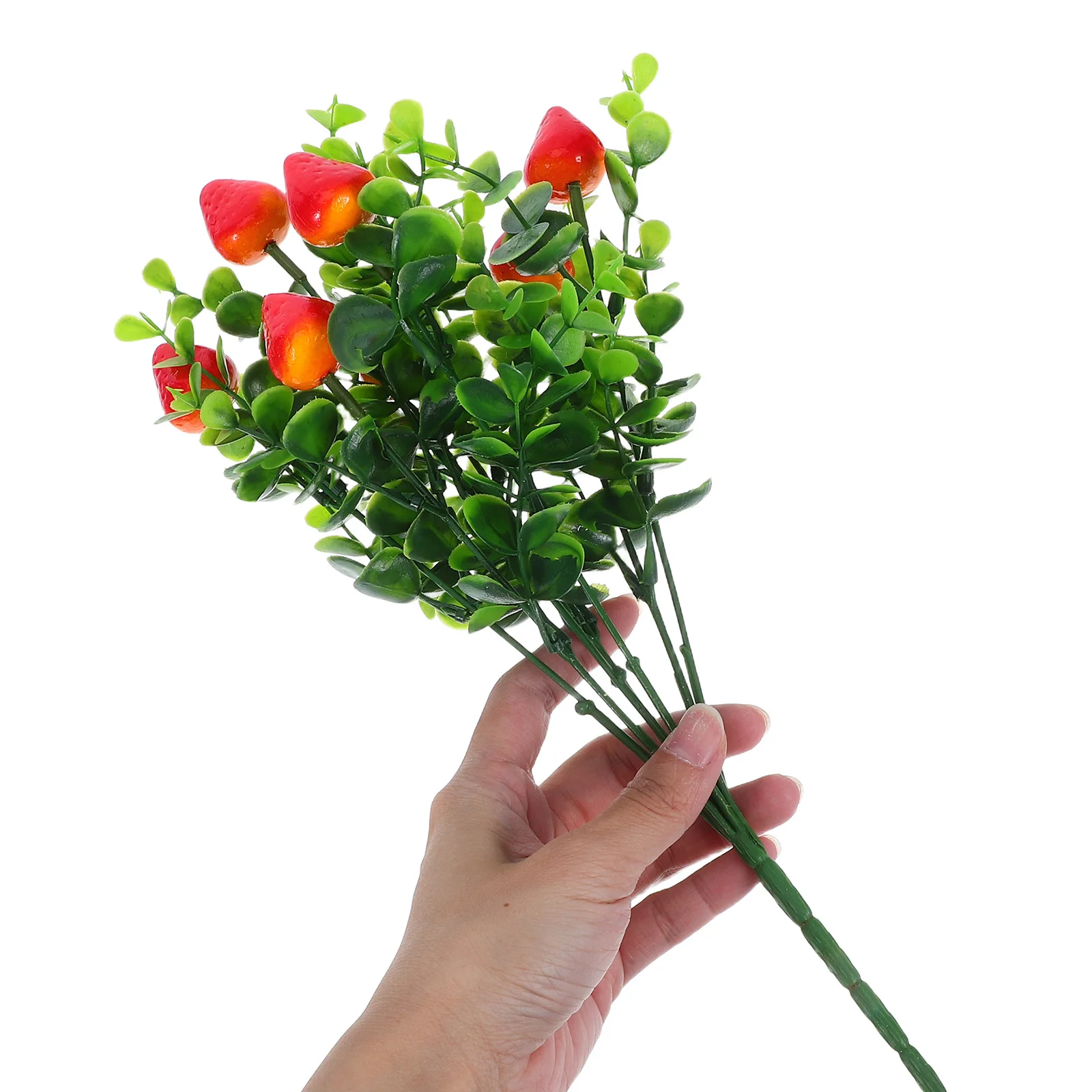 

8Pcs Artificial Eucalyptus Fruit Bouquet Faux Green Leaves Stems Realistic Fake Strawberry Branches for Home Office Decoration