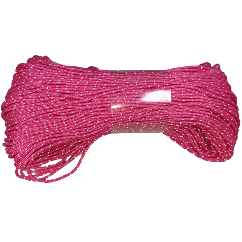 2mm Night Reflection Paracord Tent Cord 3Stand Cores Paracord Parachute Cord DIY Bracelet Lanyard Hiking Camping Rope