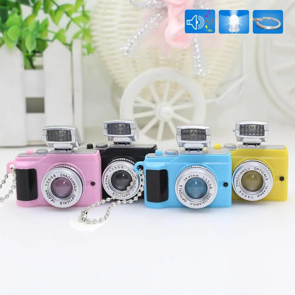 Mini Camera LED Keychain Camera Key Ring Toy with Flashlight Sound Car Key Chain LED Flashlight Colorful Kaca Key Chain For Gift