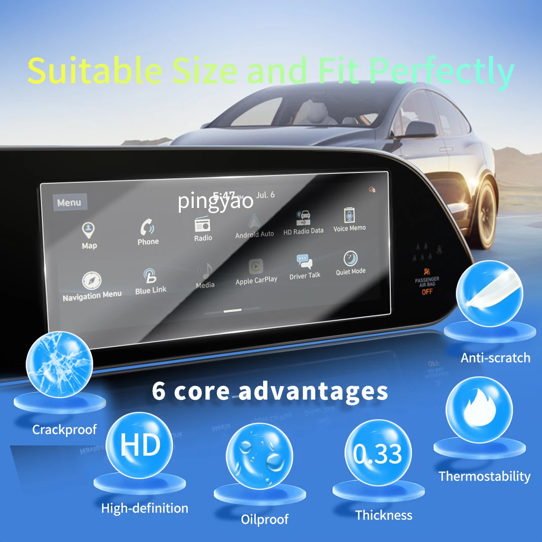 Car Sticker Screen Protector Navigation Display Tempered Glass Protective Film Car Accessories Vehicle For23 modern PALISADE