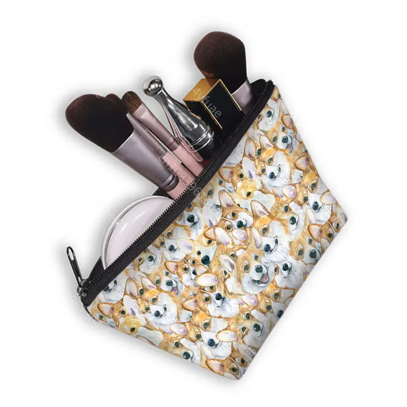 Corgi Printing Waterproof Cosmetic Bag Pouches For Girl Gift Small Makeup Bag Woman Cosmetic Case For Travel Beauty Bag