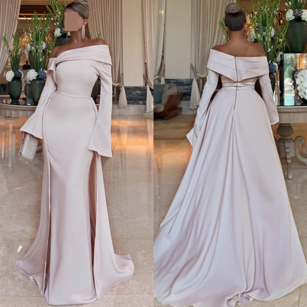 

Индивидуальные высококачественные простые джерси со складками и рюшами, длинные платья трапециевидной формы с открытыми плечами, платья для особых случаев на заказ, доступны размеры