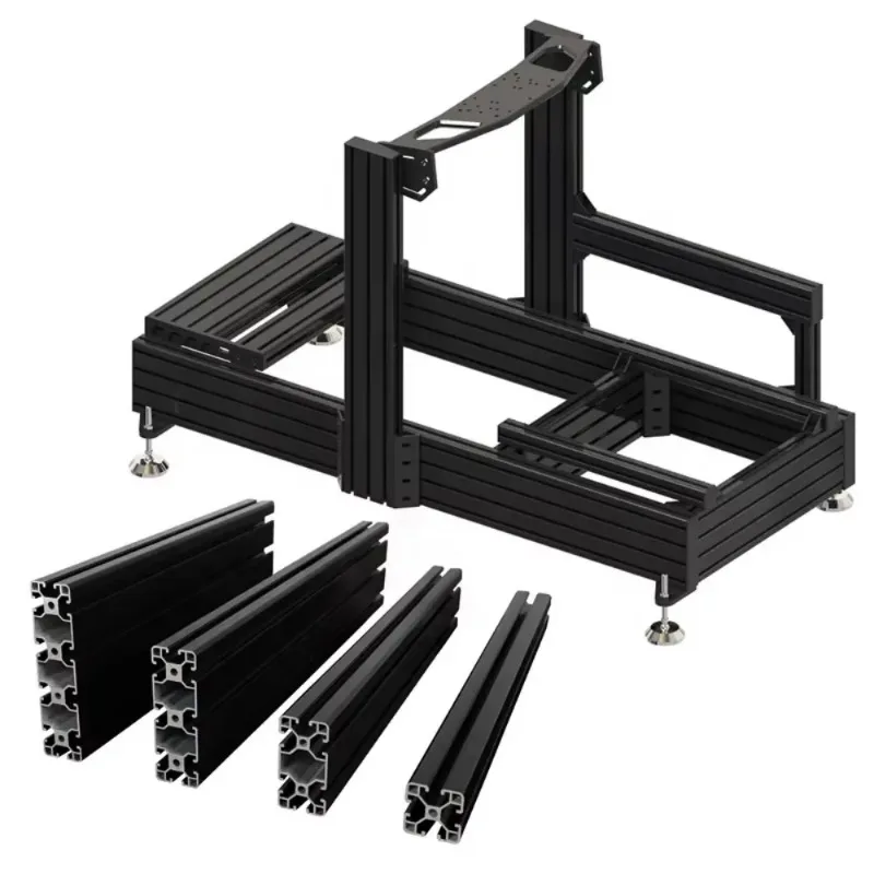Sim Racing Rig Game Driving Flight Simulator Cockpit Silver Black 4080 Kit Black Racing Sim Rig Kit