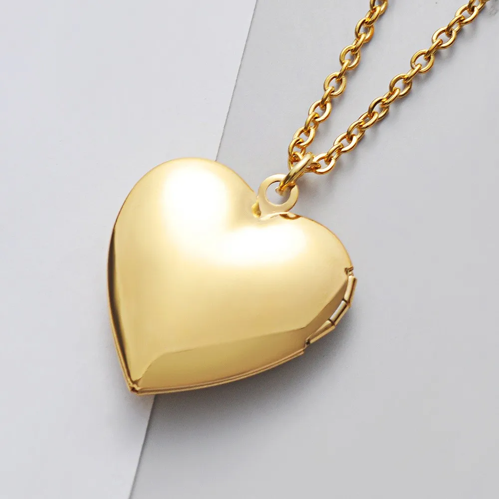 

10pcs/lot 316L Stainless Steel Mirror Polish Heart Photo Frame Memory Locket Pendant Necklaces Fashion Women Jewelry