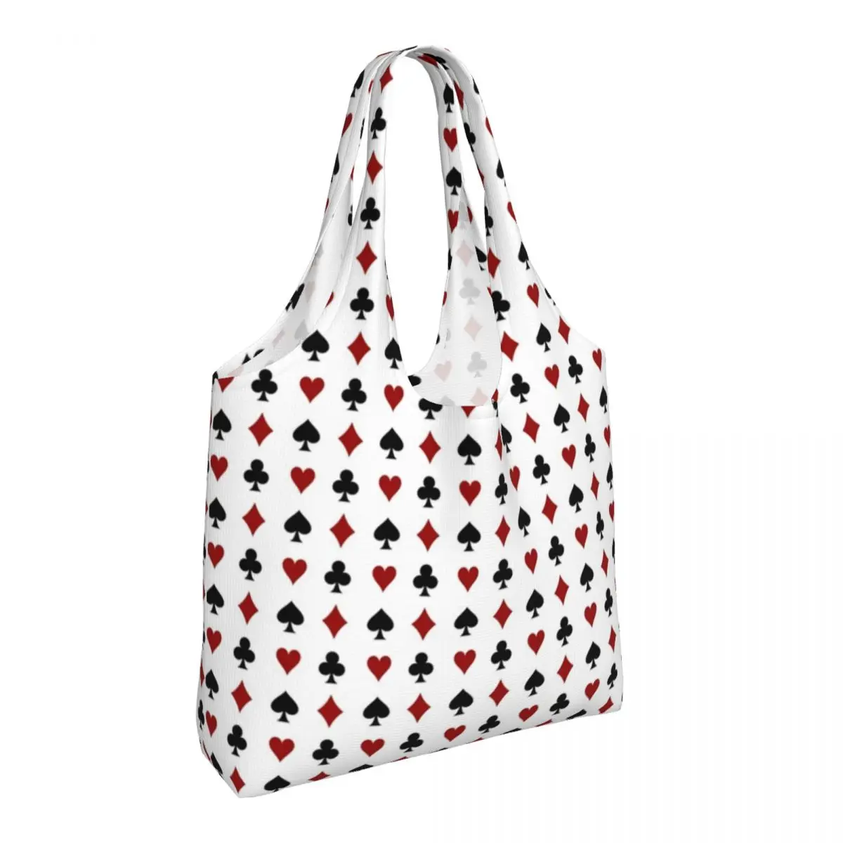 Playing Poker Shopping Bag Hearts Diamonds Clubs Spades Card Suits Office Female Handbag Bulk Reusable Polyester Bags