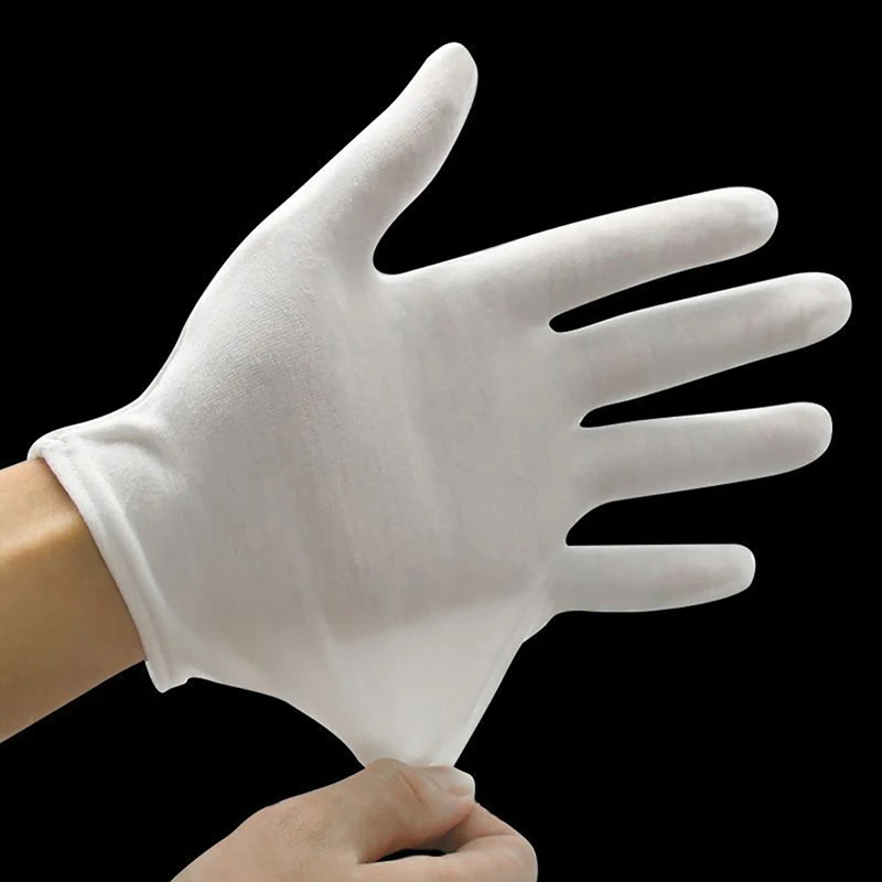 1 Pair New Full Finger Men Women Etiquette White Cotton Gloves Waiters/Drivers/Jewelry/Workers Mittens Sweat Absorption Gloves