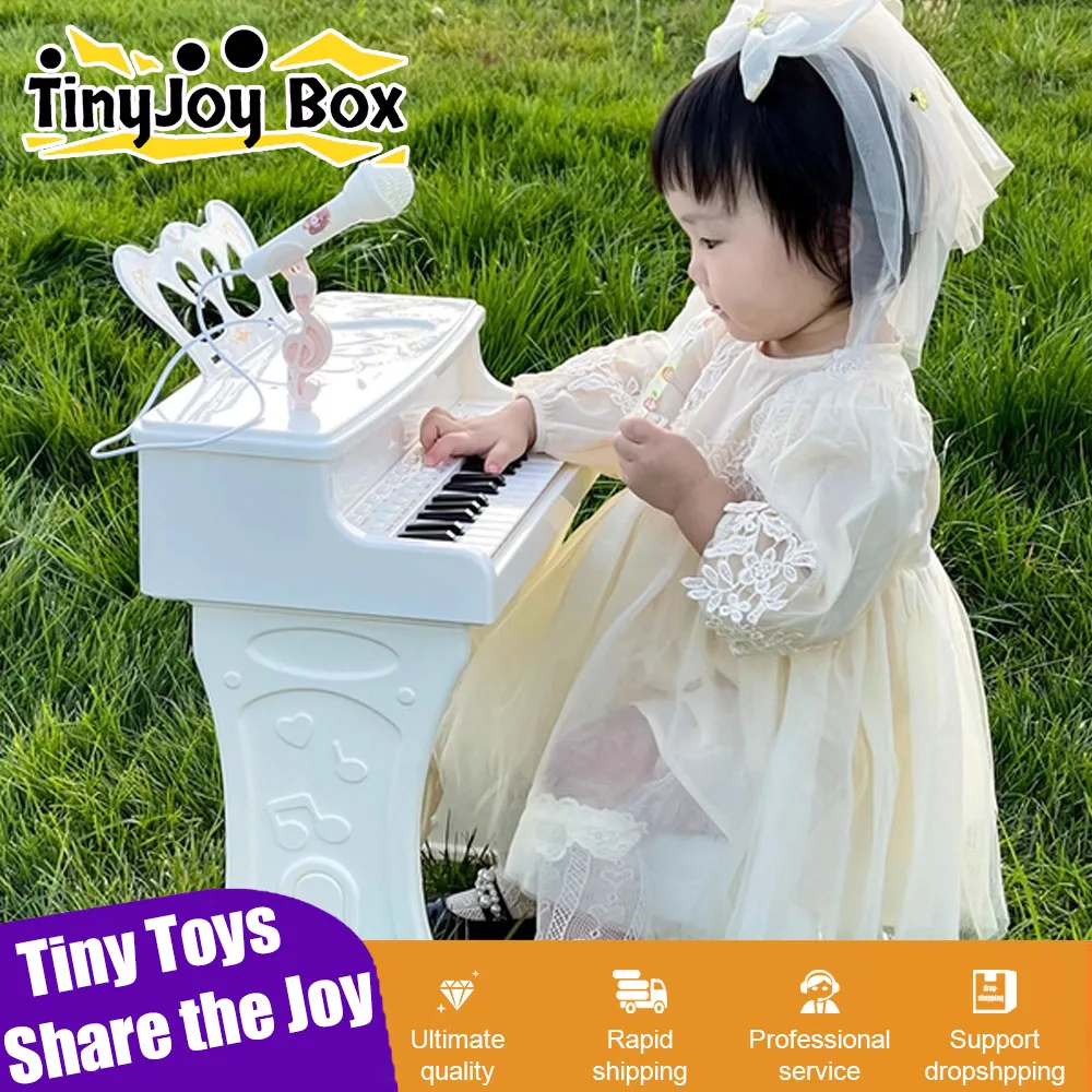 Teclado electrónico para niños, instrumento multifuncional para bebés principiantes con micrófono para niños y niñas, juguete de piano de gran tamaño
