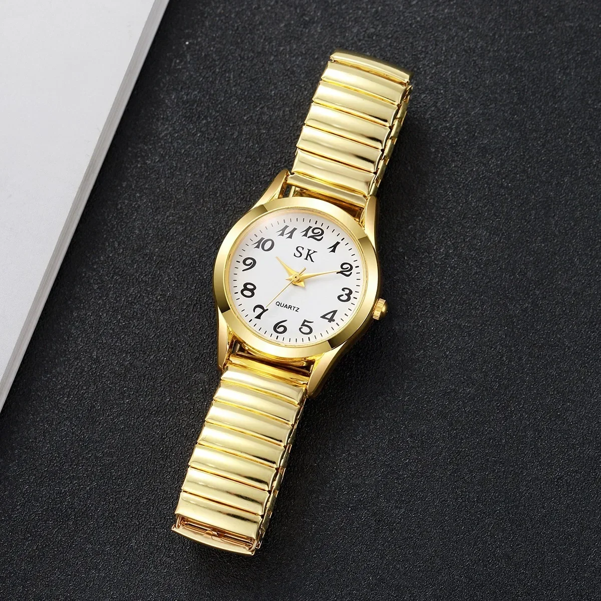 5PCS Fashion Small Roma Dial Women Quartz Watch Bracelets Set Elegant Elastic Band Ladies Wristwatch Reloj MujerWithout Box