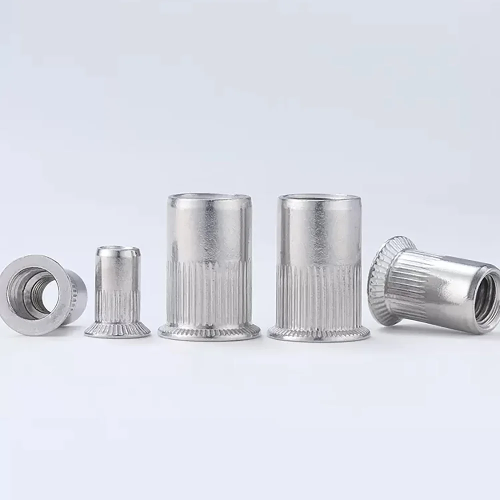 4/10pc 304 Stainless Steel Countersunk Head Rivet Nuts M3-M12 Vertical Stripe Flat Head Riveted Inserts for Sheet Metal Assembly