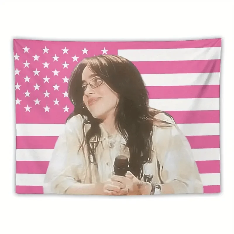 Musikalbum-Poster Wandteppich Billie Wandbehang - Rosa Dekoflagge für Wohnzimmer Schlafzimmer, Ideales Geschenk