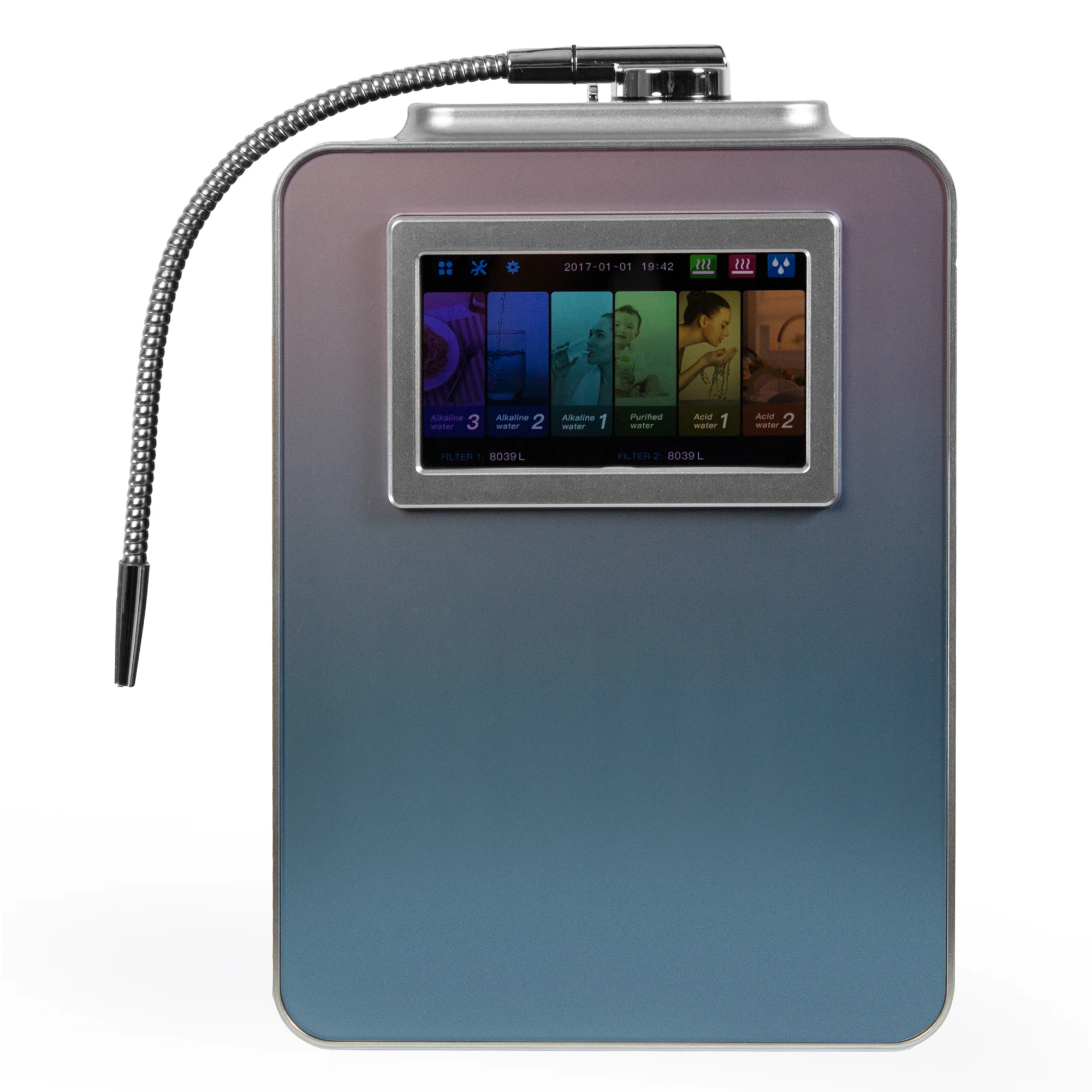 7 inch colorful screen Water Ionizer Purifier Machine Generator ORP-850 PH2.5-11.2 Alkaline Acid Water Instant Heating Filter