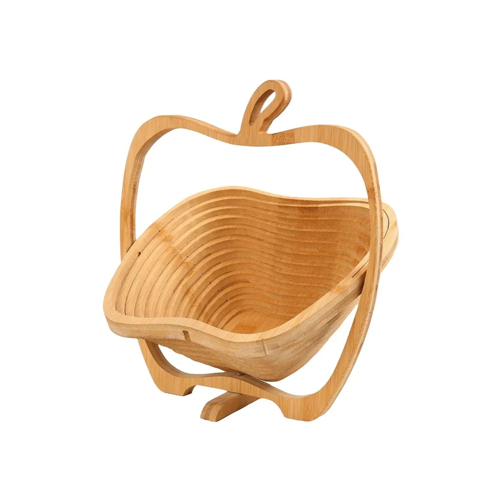 Multi-functional Folding Fruit Shaped Basket Dolphin Shape Heat Resistant Mat Bamboo Snacks Bowl Eco-friendly Stable Base