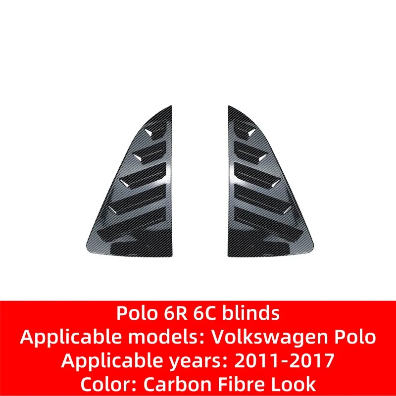 

For VW Polo 6R 6C 2011-2017 Pair Car Rear Side Window Louvers Cover Shutters Blind Shade Trim Air Vent Protection Stickers Parts