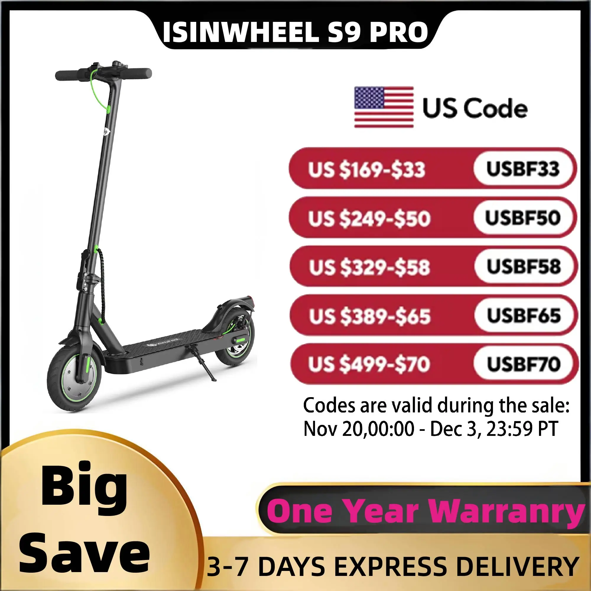 

Isinwheel S9PRO Adult E-scooter 36V 7.5Ah Urban commuting electric scooter 350W 8.5 Inch Tire foldable Escooter