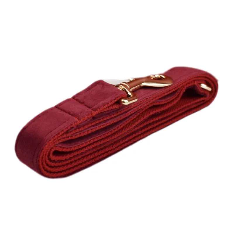 Conjunto de collar y correa de terciopelo para perro con placa_voghion.com