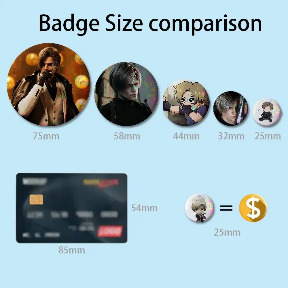 Leon Kennedy R-Resident E-Evil HD Print Badges Pretty Round Display Brooches IP merchandise 32mm 58mm 75mm 44mm 25mm