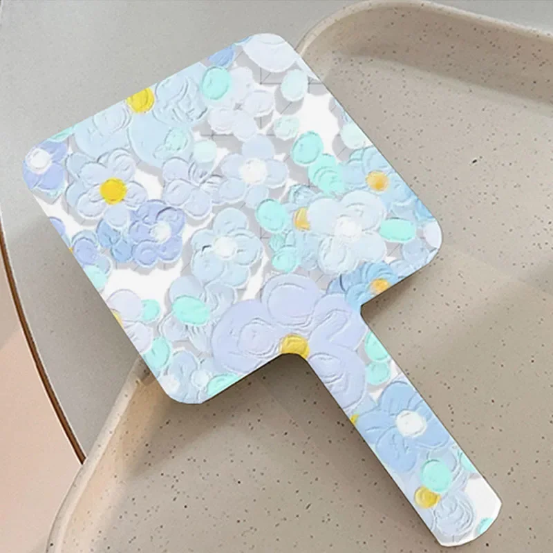 Peinture à l'huile Portable Adorable sac à main de maquillage à main miroir fleur carré miroir cosmétique Ins Style outils de maquillage idéaux femme