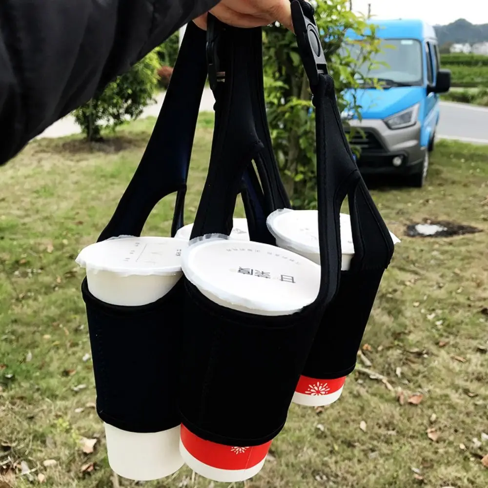 Reusable Double Cup Beverage Holder Collapsible Lightweight Iced Coffee Cup Sleeve Non-slip Insulated Carrying Drinkware Bags