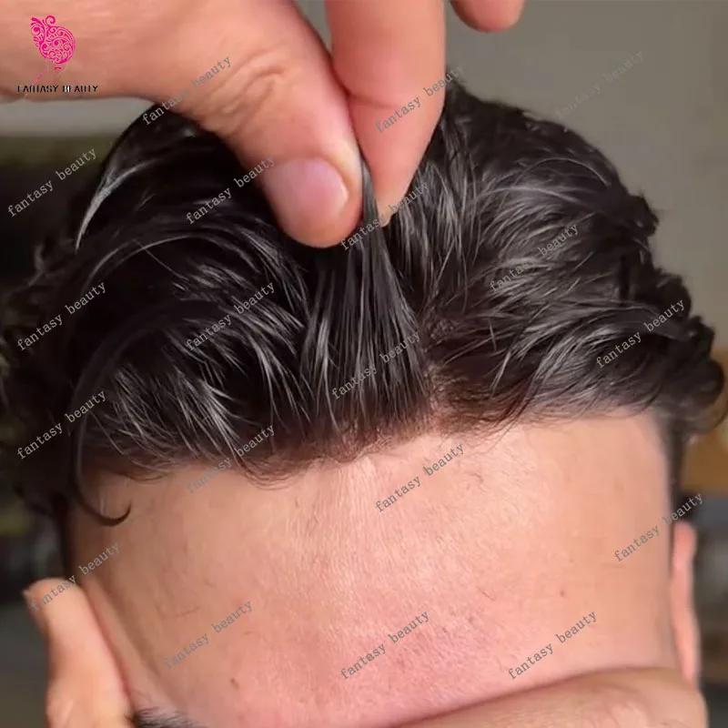 

Блондинка Коричневый Черный Серый 1B10 Человеческие Волосы Прочный Супер Тонкая Инъекция Кожи PU Европейский Парик Волос для Лысых Мужчин Мягкая Волнистая Нашивка