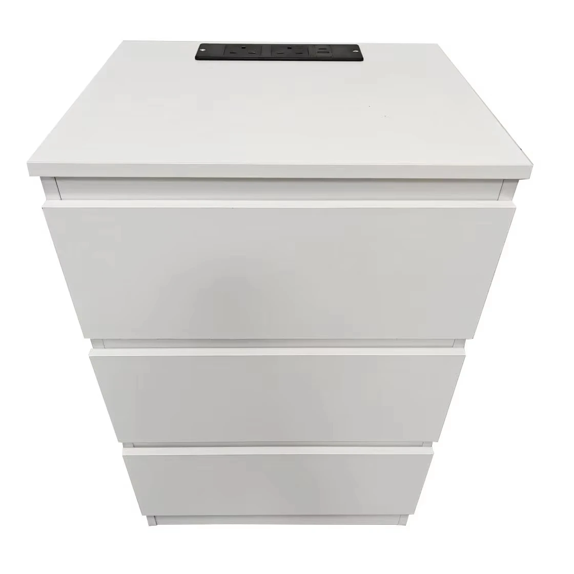 3 Drawer Dresser With Socket , Simply Modern Chest Of Drawers And Nightstand Table For Living Room Hallway Entryway-White