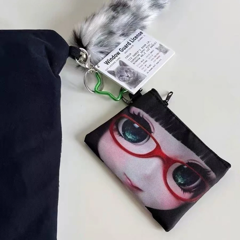 Y2K Korean Niche Design Anime Comic Girls Pouch Wallet Storage Bag Spicy Girl Subculture Pendant Fashion Personality Bag
