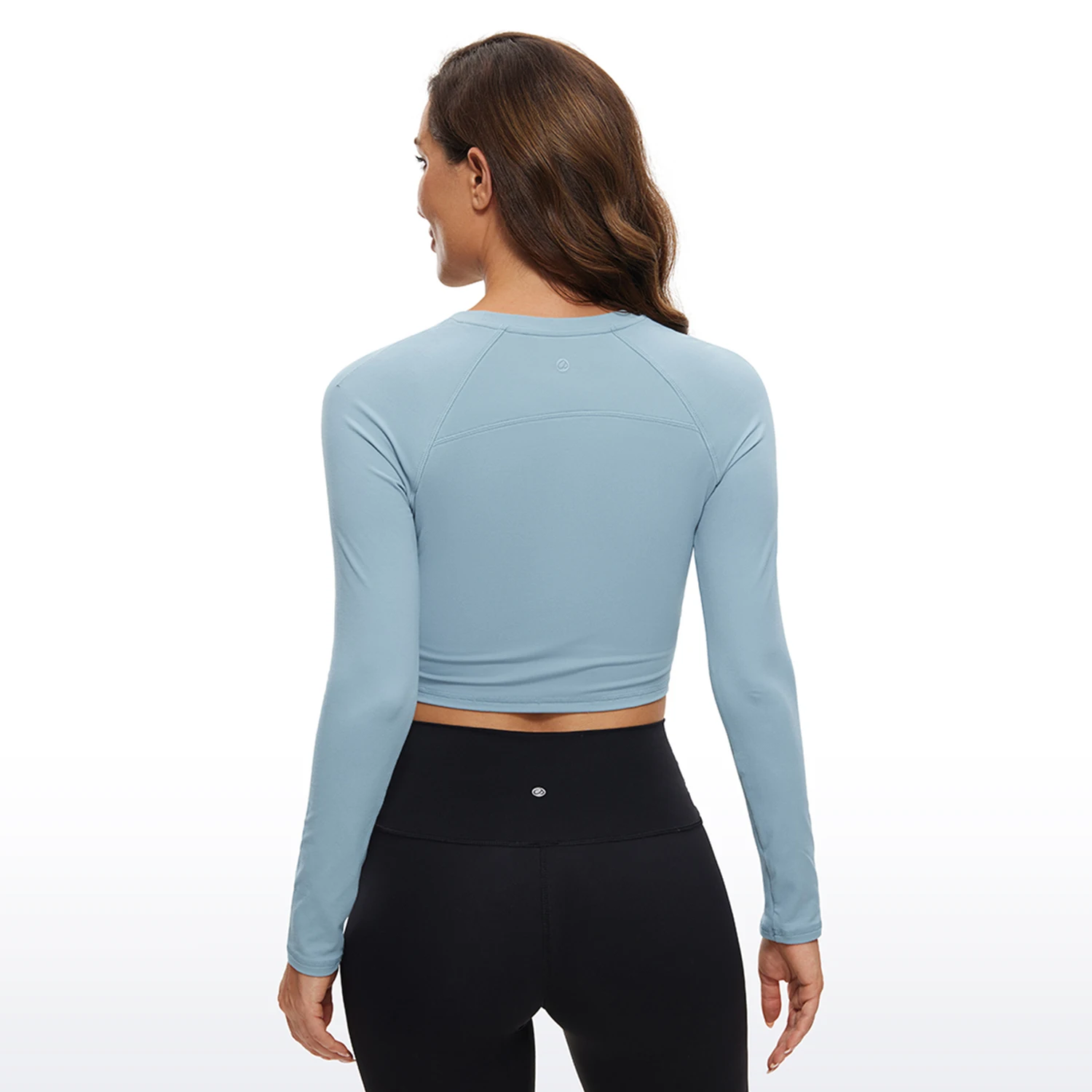 CRZ YOGA Autumn Winter Womens Long Sleeve Crop Workout Tops Athletic Yoga Running Cropped Tops Slim Fit Gym Shirts