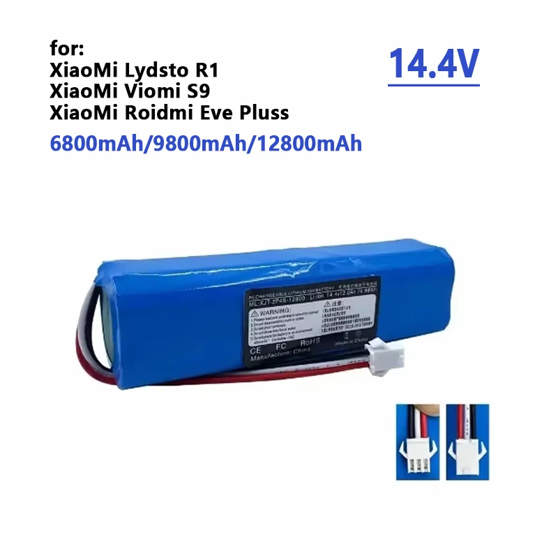 100% الأصلي ل XiaoMi Viomi S9 Lydsto R1 Roidmi Eve Plus 14.4 فولت بطارية ليثيوم 2P4S 6800 مللي أمبير 9800 مللي أمبير 12800 مللي أمبير