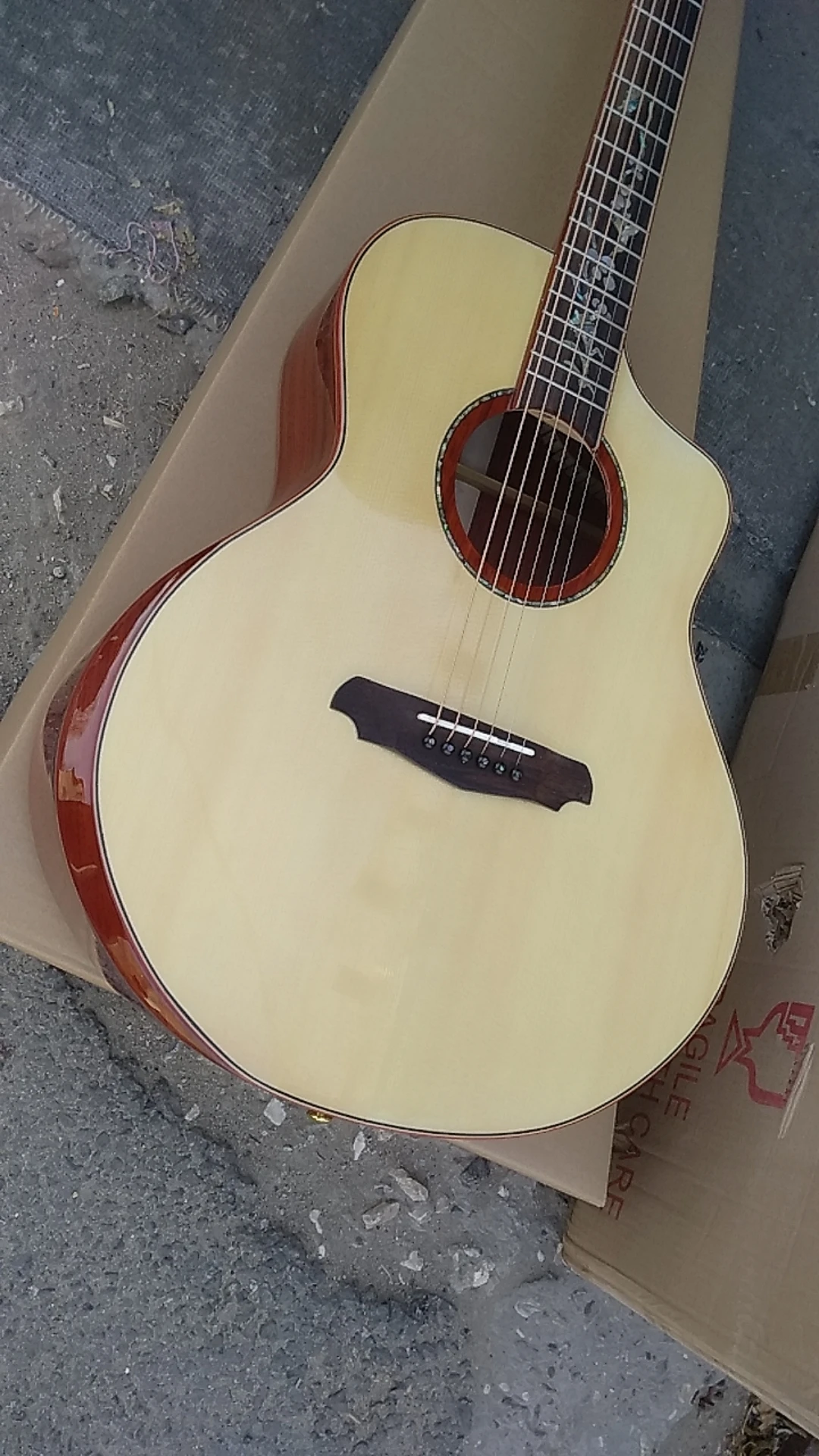 

handmade all solid wood acoustic guitar single cutaway acoustic guitar stock clearance