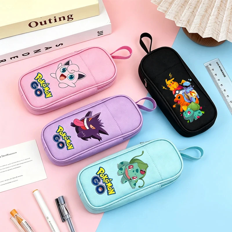 Cartoon Pokemons Girl Boy Pencil Bag Cute Pikachu Mewtwo Pencil Case Large Capacity Student Stationery Pouch School Supplies
