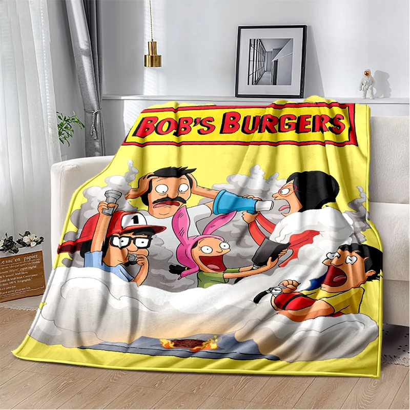 

Cartoon Bobs Blanket Burgers Throw for Sofa Bed Living Room Bedroom Decorate children Portable Travel