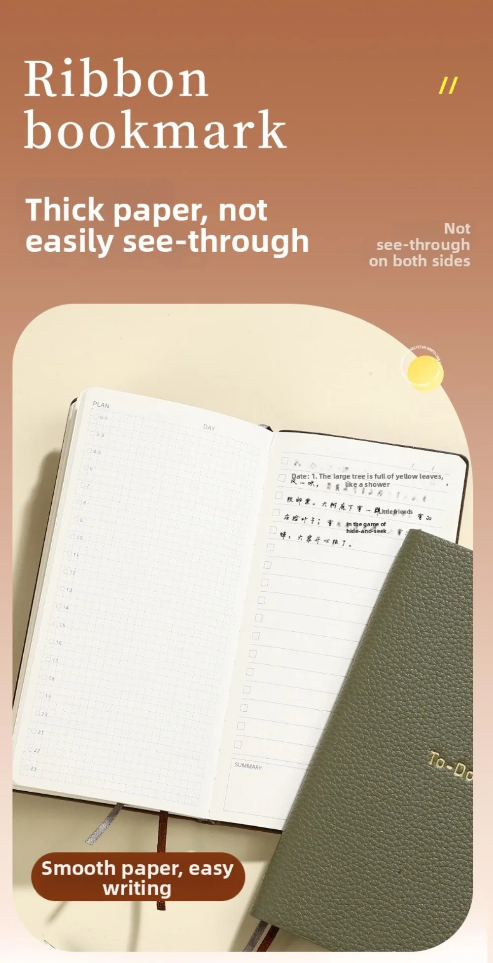 Tragbares A6-Notizbuch für To-Do-Listen, Business-Notizbuch mit PU-Ledereinband, Planungsnotizbuch im Taschenformat, Tagesaufgabenplaner – Detail 9
