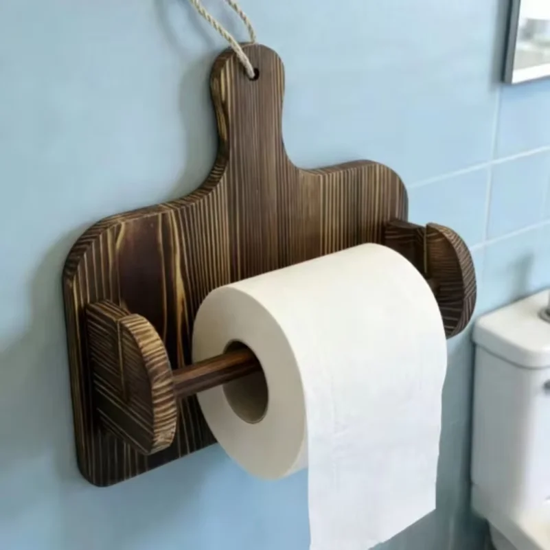 Solid Wood Wall-Mounted Paper Towel & Rag Holder, Creative Decor Tissue Organizer for Kitchen & Dining Room