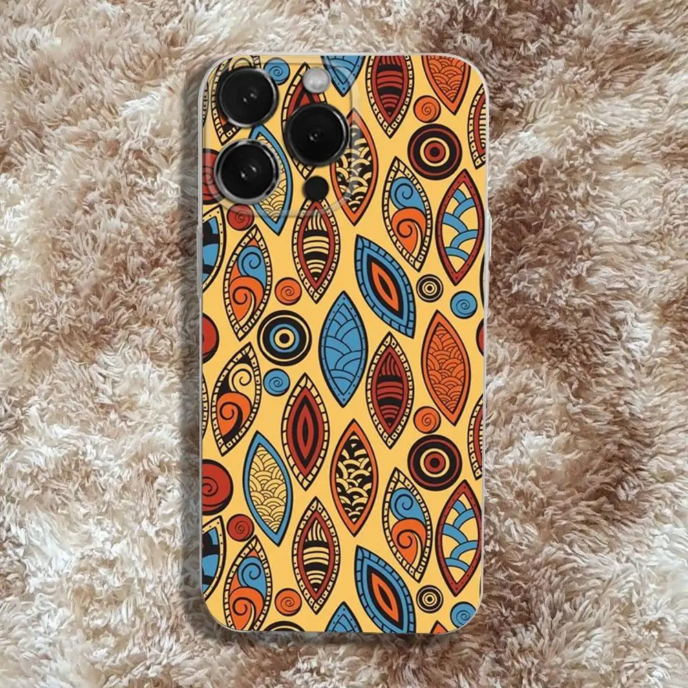 Custodia per telefono con arte astratta bohémien per iPhone 17,16,15,14,13,12,11 Pro,Max,Plus,X,XS,XR,SE4,E Mini Cover morbida trasparente