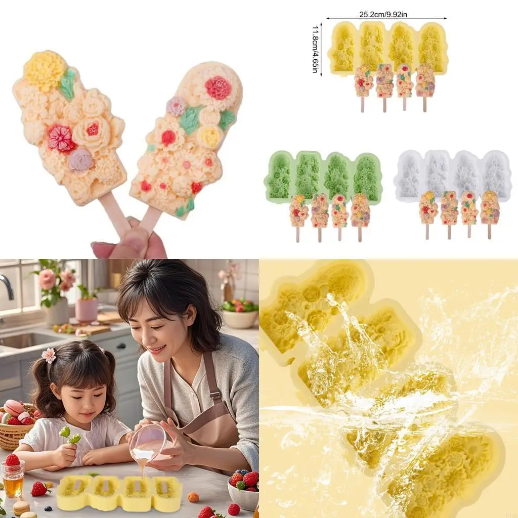 F19B Silicone Ice Cream Molds for Creative Recipes Easy Releases Popsicles Moulds
